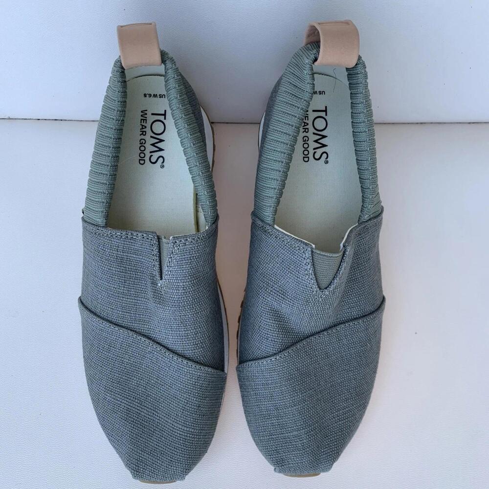 New TOMS Gray Cotton Canvas Shoes Womens 6.5